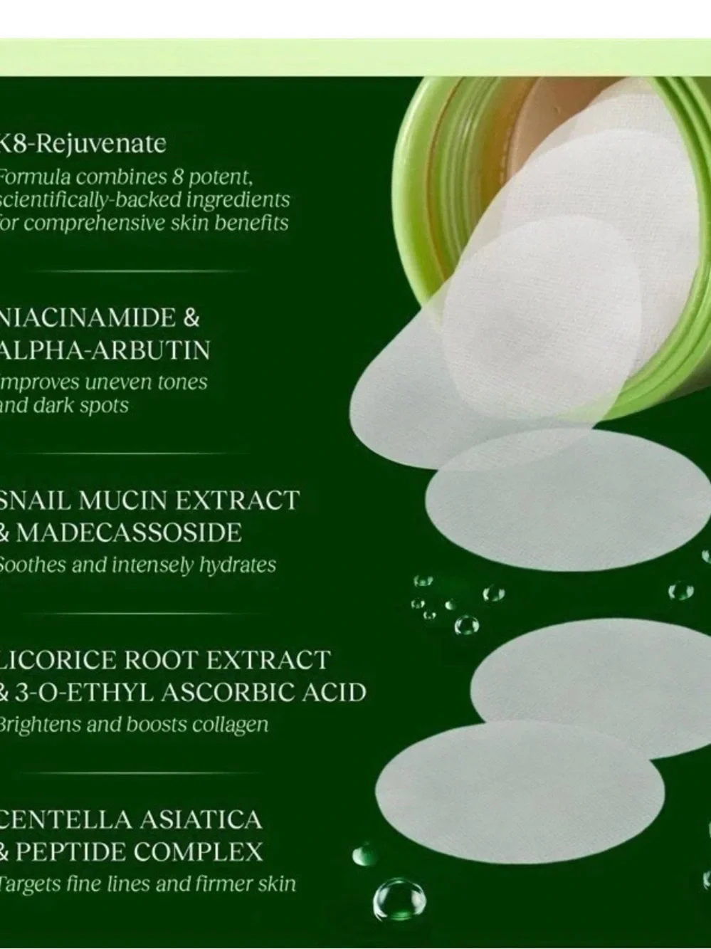 J:U Toning & Brightening Face Pads in Green and Peach